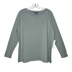 Free Fly Bamboo Everyday Flex Long Sleeve Tee Top Womens Large Sage UPF 50+